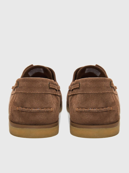 Suede Ανδρικά Boat Shoes σε Καφέ Χρώμα