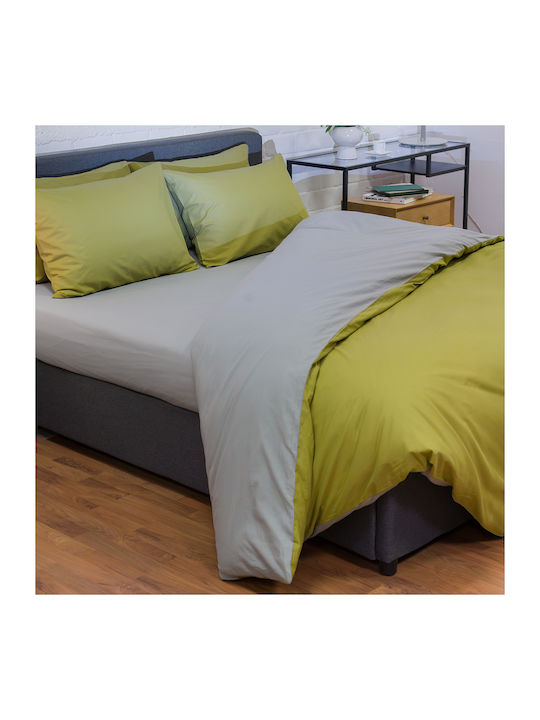 Naf Naf Cotton Duvet Cover Set 225x245cm Super King With 2 Pillowcases Hue Willow Ghost Grey