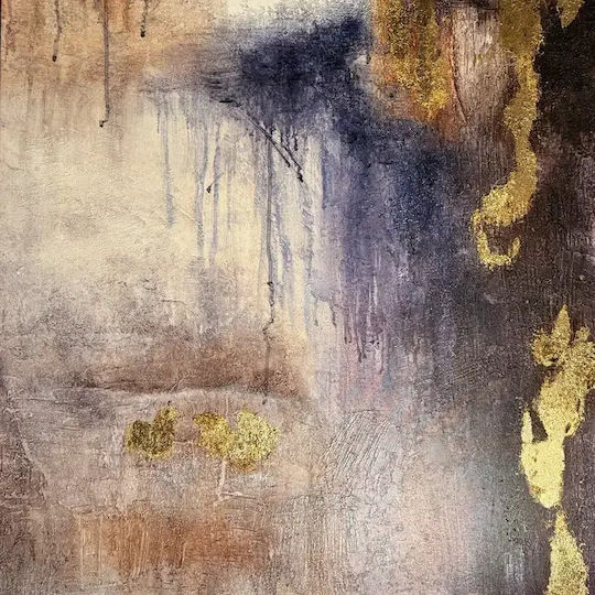 COSMOLight Gemälde Segeltuch Sulfur Weiß Blau Gold 100x150 cm Weiß Champagne
