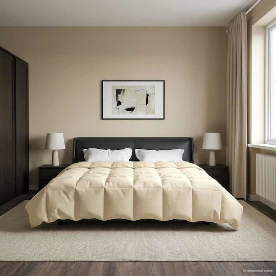 vidaXL Samtige Doppelbettdecke 200x240cm Beige