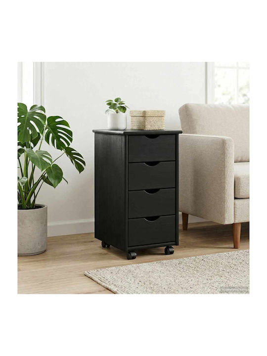 Office Drawer from Solid Wood Black 34x39x65.5cm