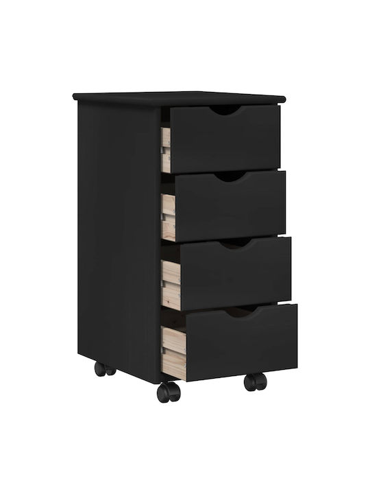 Office Drawer from Solid Wood Black 34x39x65.5cm