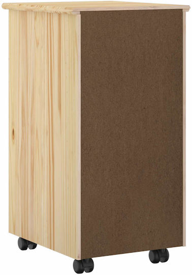 Office Storage Drawer from Solid Wood with Wheels Brown 65.5x34x39cm