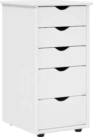 Office Drawer Made of Solid Wood with Wheels White 34x39x61.5cm