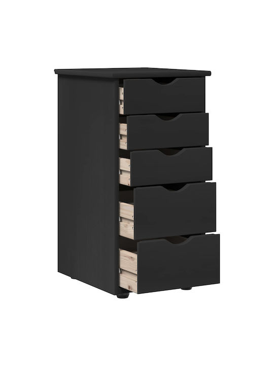 Office Drawer from Solid Wood Black 34x39x61.5cm
