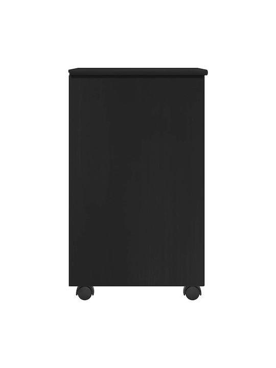 Office Drawer Made of Solid Wood Black 34x39x65.5cm