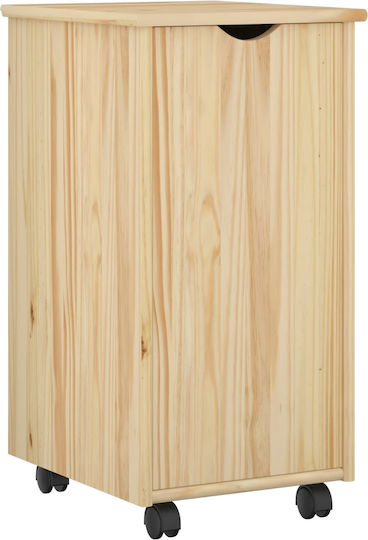 Office Storage Drawer from Solid Wood with Brown Wheels 34x39x65.5cm