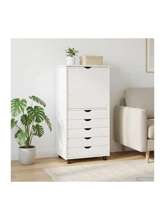 Büroaufbewahrungsschublade aus Massivholz Weiß 53x39x103cm