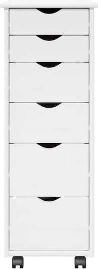 Office Drawer Made of Solid Wood with Wheels White 34x39x93.5cm