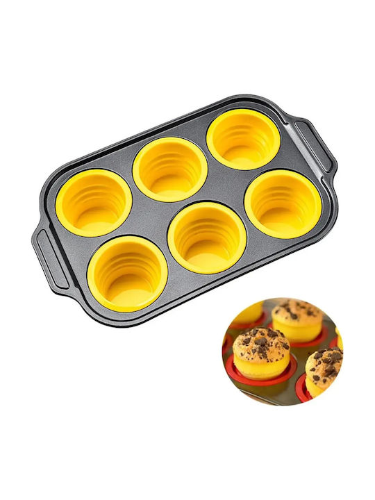 Metal Muffin Bakeware Tin 6 Silicone Cups