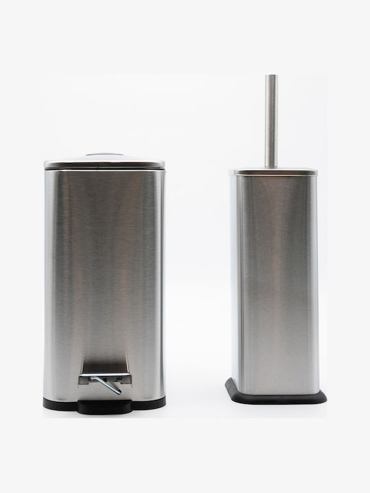Hotel Slim Inox Pedal Bin Set 5l Soft Close & Metal Brush