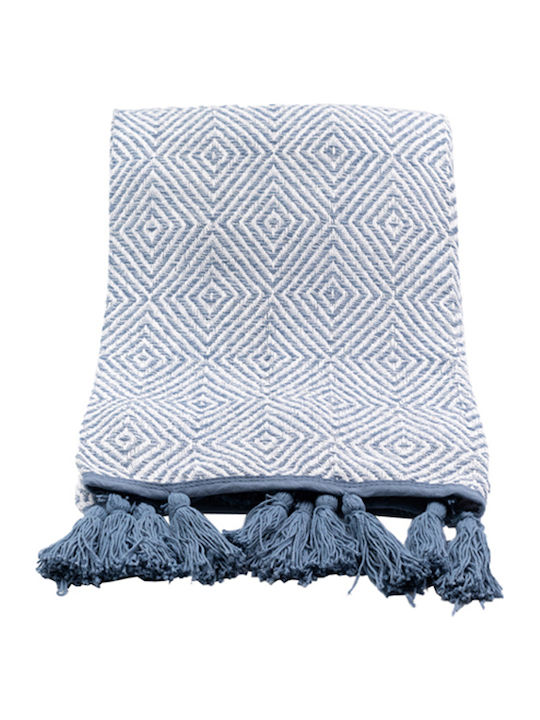 InTheBox Sailor Gestrickte Decke Fürs Sofa mit Fransen 130x170cm Blau