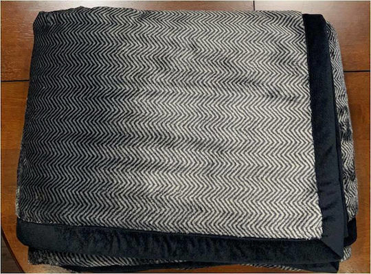 Liolios Home AC-106 Velvet Blanket Double 220x240cm Black-Taupe