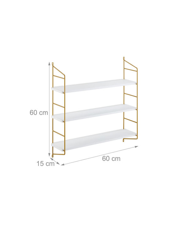 Рафт За Стена Бяло Злато 60x15x15см