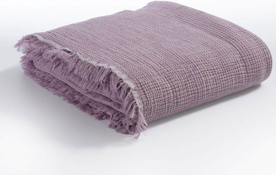 Nef-Nef Homeware Apollo Κουβέρτα Πικέ Υπέρδιπλη με Κρόσσια 230x240εκ. Mauve