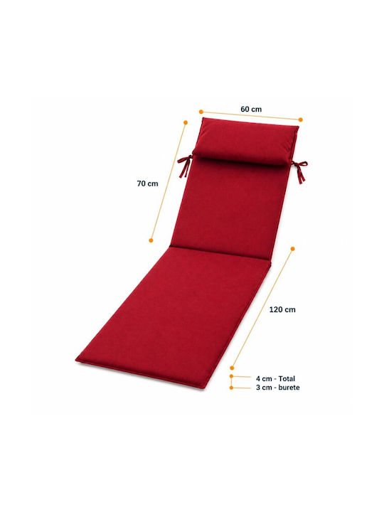 Pucioasa Pernă Pentru Pat De Soare Cu Spătar Roșie 60x190cm