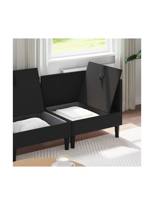Dreisitzer Sofa mit Stauraum Schwarz 210x70x82cm