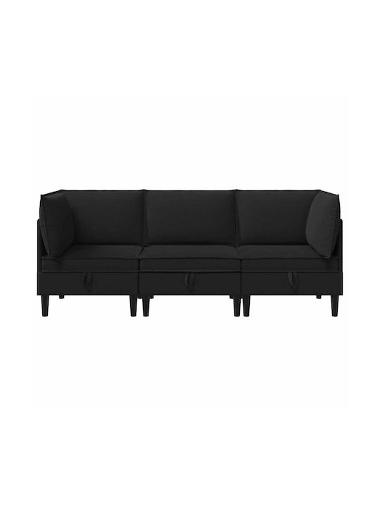 Dreisitzer Sofa mit Stauraum Schwarz 210x70x82cm