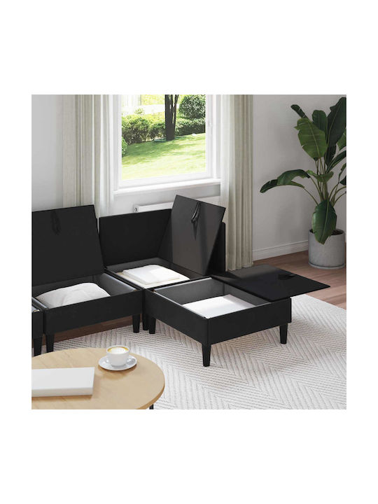 Ecksofa mit Stauraum Schwarz 210x140x82cm
