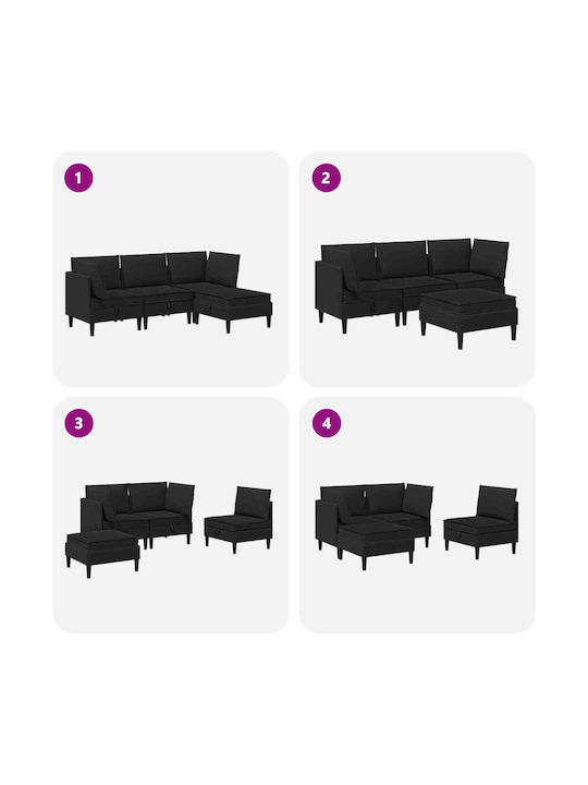 Ecksofa mit Stauraum Schwarz 210x140x82cm