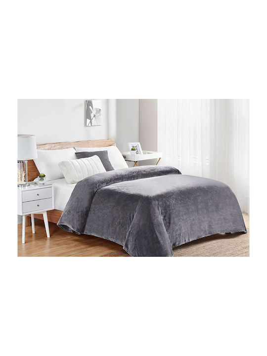Dimcol Κουβέρτα Fleece Υπέρδιπλη 220x240εκ. Grey