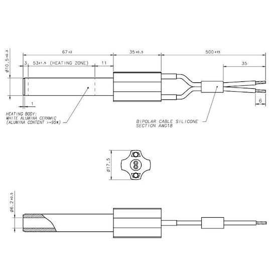 Керамична Отоплителна Устойчивост За Пелетна Печка Eco Spar Burnit Ashley Adler Amg Piazzetta Дължина 102mm 250w X2