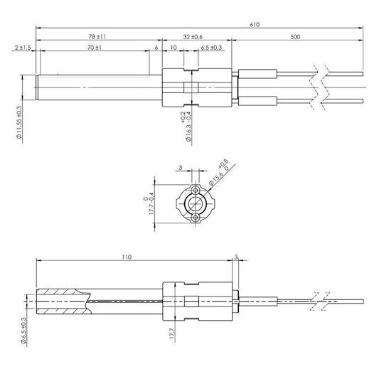 Керамична Отоплителна Устойчивост За Пелетна Печка Дължина 113mm 260w Пелетни Печки Burnit Pallazzetti X3
