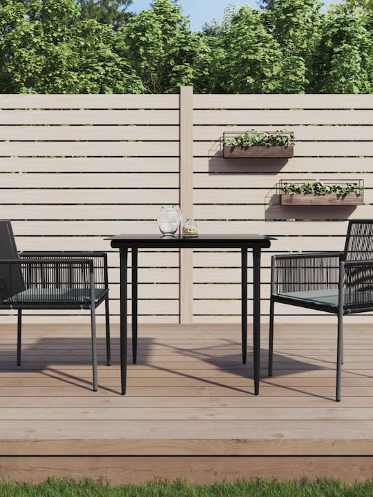 Garden & Outdoor Furniture Sets Dining Room Set 2 Pieces Black with Pillows
