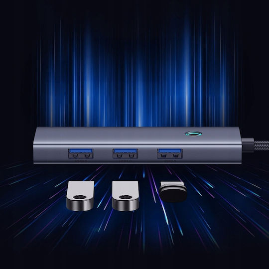 Baseus Hub 3 Θυρών με σύνδεση USB-A Γκρι