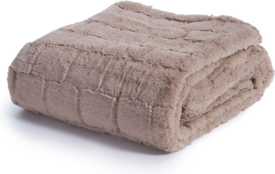 Nef-Nef Homeware Barlow Κουβέρτα Γούνινη Καναπέ 140x190εκ. Μπεζ