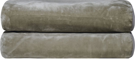 Kentia Notte Κουβέρτα Βελουτέ Ημίδιπλη 180x220εκ. Olive