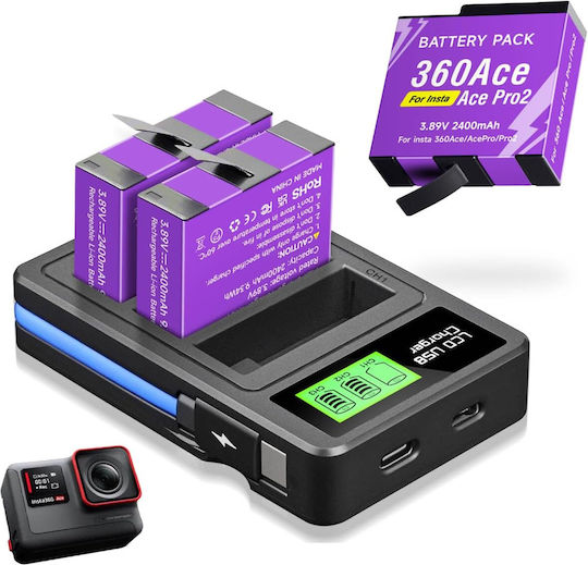3 Slot Battery Charger Usb 5v Lcd Insta360 Ace Ace Pro Pro 2 B-a-a