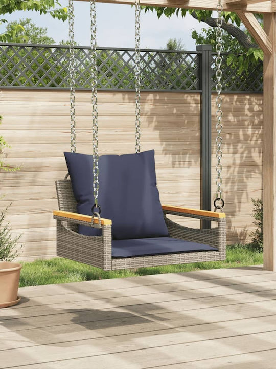 Hanging Armchair Swing with Gray Rattan Pillow Load Capacity up to 110kg L63xD62xH40cm
