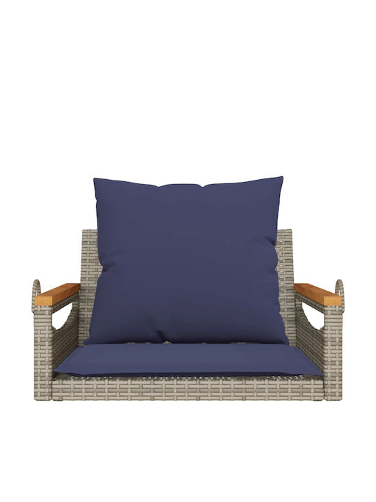 Hanging Armchair Swing with Gray Rattan Pillow Load Capacity up to 110kg L63xD62xH40cm