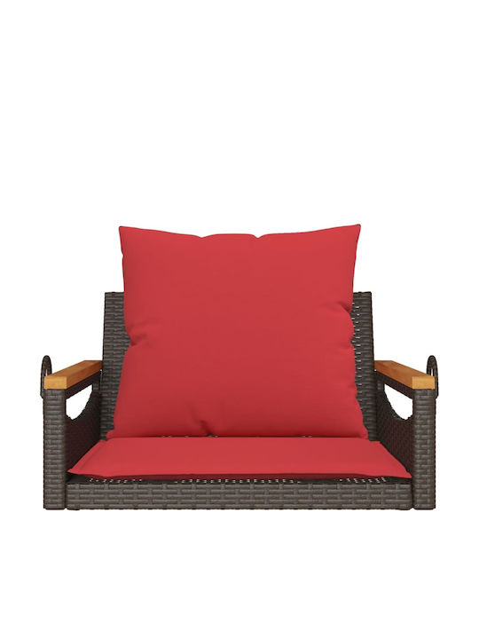 Hanging Armchair Swing with Brown Rattan Pillow Load Weight Up to 110kg L63xD62xH40cm