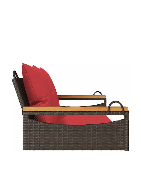 Hanging Armchair Swing with Brown Rattan Pillow Load Weight up to 110kg L109xD62xH40cm