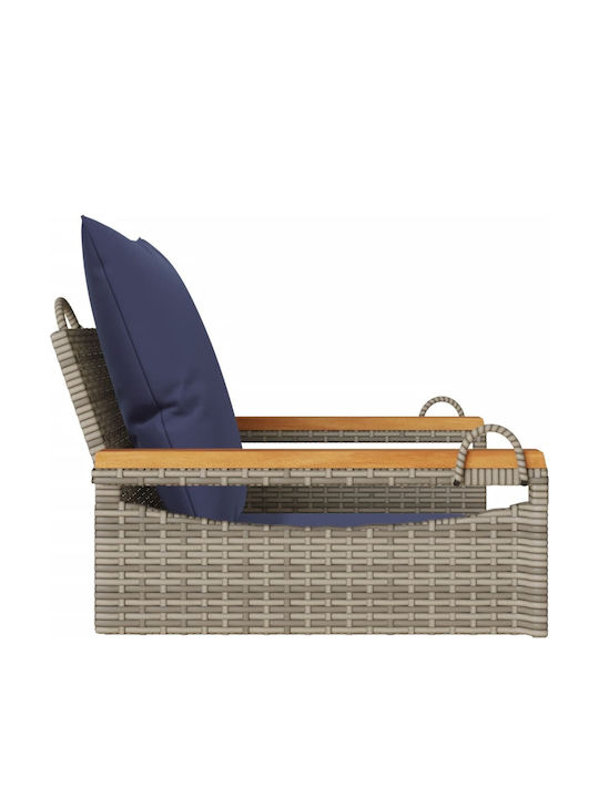 Hanging Armchair Swing with Gray Rattan Pillow Load Capacity up to 110kg L63xD62xH40cm