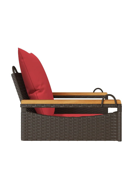 Hanging Armchair Swing with Brown Rattan Pillow Load Weight Up to 110kg L63xD62xH40cm