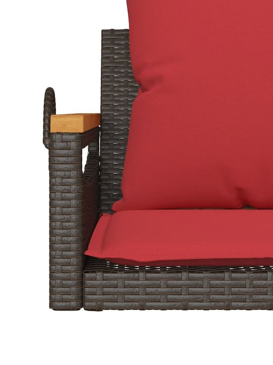 Hanging Armchair Swing with Brown Rattan Pillow Load Weight Up to 110kg L63xD62xH40cm