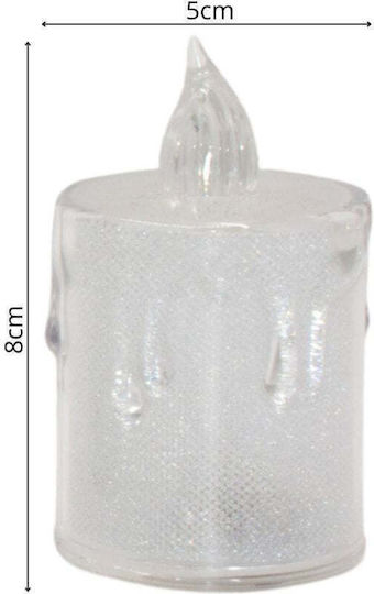 Dekorative Kerze 8 Cm Transparent Warmes Weiß 1 LED Weiß