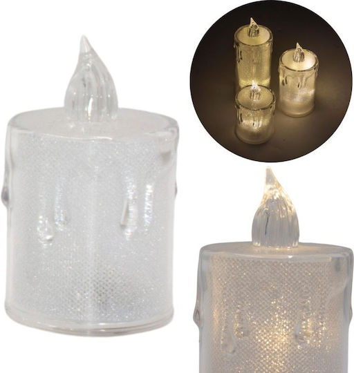 Lumânare Decorativă 8 Cm Transparent Alb Cald 1 Led Alb