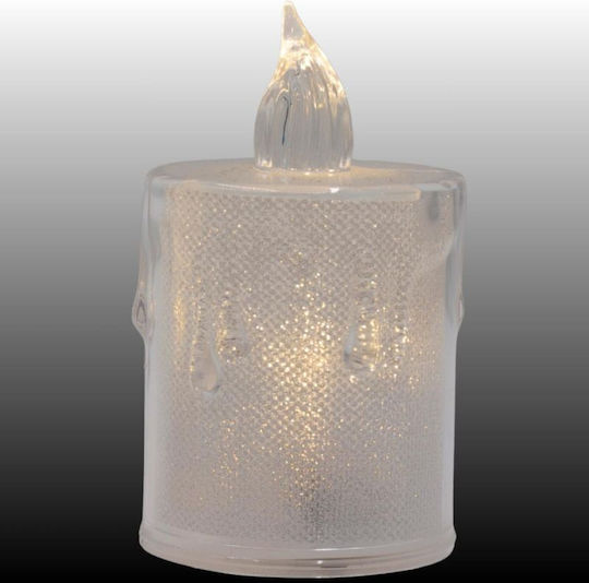 Lumânare Decorativă 8 Cm Transparent Alb Cald 1 Led Alb