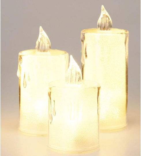 Lumânare Decorativă 3 Bucăți Transparent Alb Cald 1 Led Alb