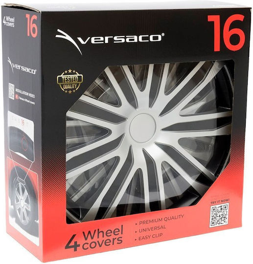 Car Wheel Hubcaps 16" Raze 113888 Silver & Black Cbx 4 Pieces