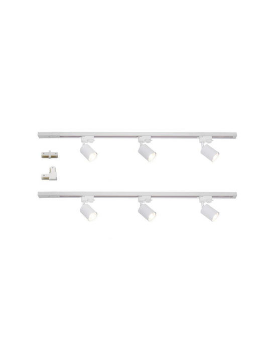 Sistem Complet de Șină Osram Elemental 4099854600074 6 Spoturi Bază Gu10 2 Șine x 1 m Lungime 1 Conector Liniar 1 Conector Tip L Alb