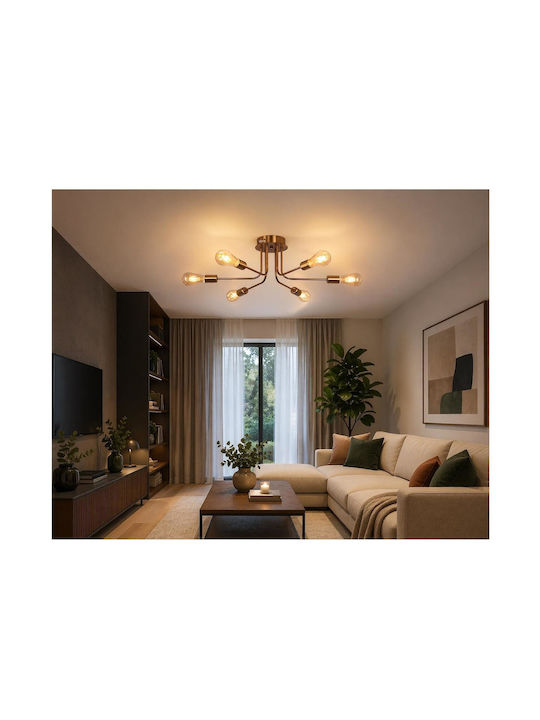 Candelabru Retro 6 X E27 Negru Ip20 200 X 660 Mm Max 6 X 18 W Candelabru Retro 6 X E27 Negru Ip20 200 X 660 Mm Max 6 X 18 W