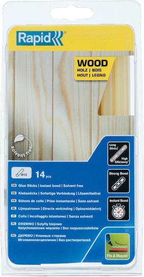 Rapid Heißklebestifte Ø12mm 19cm 14 Stück Holz