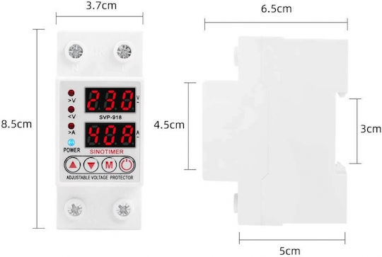 Releu De Siguranță Digital Protecție Tensiune Sinotimer 40A SVP-918-40A Afișaj Dual LED Recuperare Automată