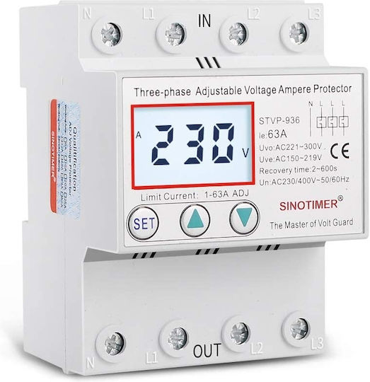 Three-phase Digital Voltage Protection Relay Sinotimer 1-63a Stvp-936-63a Automatic Recovery