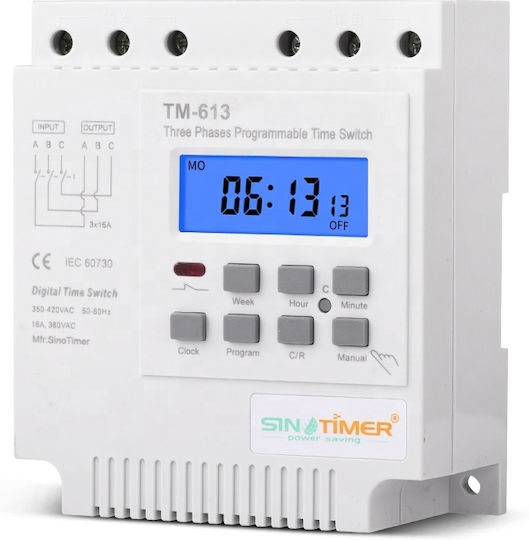 Three-phase Digital Relay Timer Sinotimer Timer Switch Programmable 380v 16a Tm613